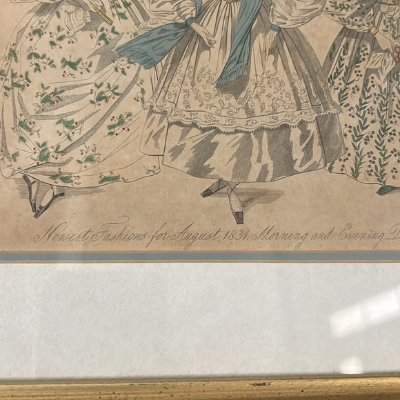 Antique Women’s Evening Dressed Framed Art 1831 - Picture 3 of 5